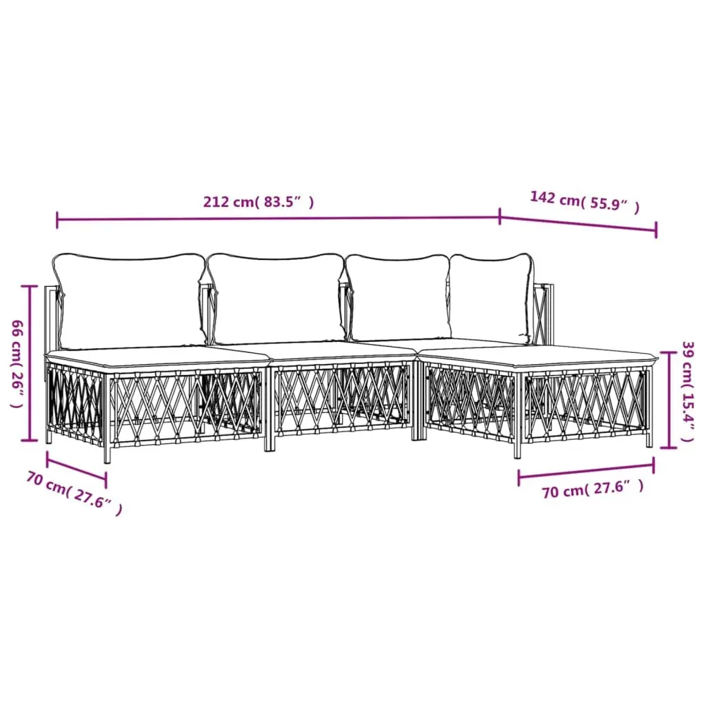 4 Piece Garden Lounge Set for Outdoor Use Anthracite Steel Frame with Cushions