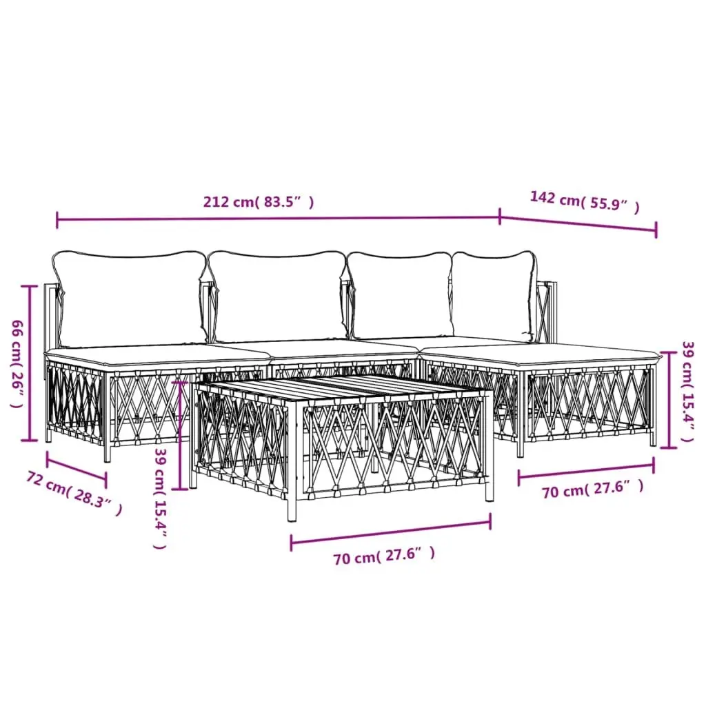 5 Piece Garden Lounge Set Outdoor Furniture Modular Sofa Anthracite for Patio Balcony Garden
