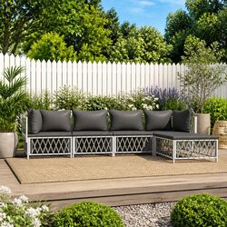 5-Piece Modular Lounge Set with Cushions and Steel Frame