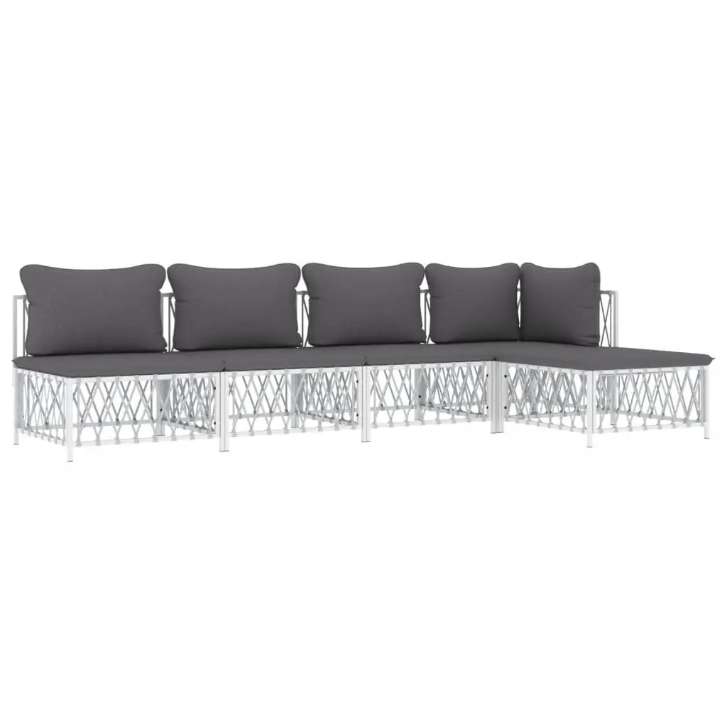 5-Piece Modular Lounge Set with Cushions and Steel Frame