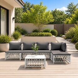 Specifications of 6 Piece White Modular Garden Lounge Set