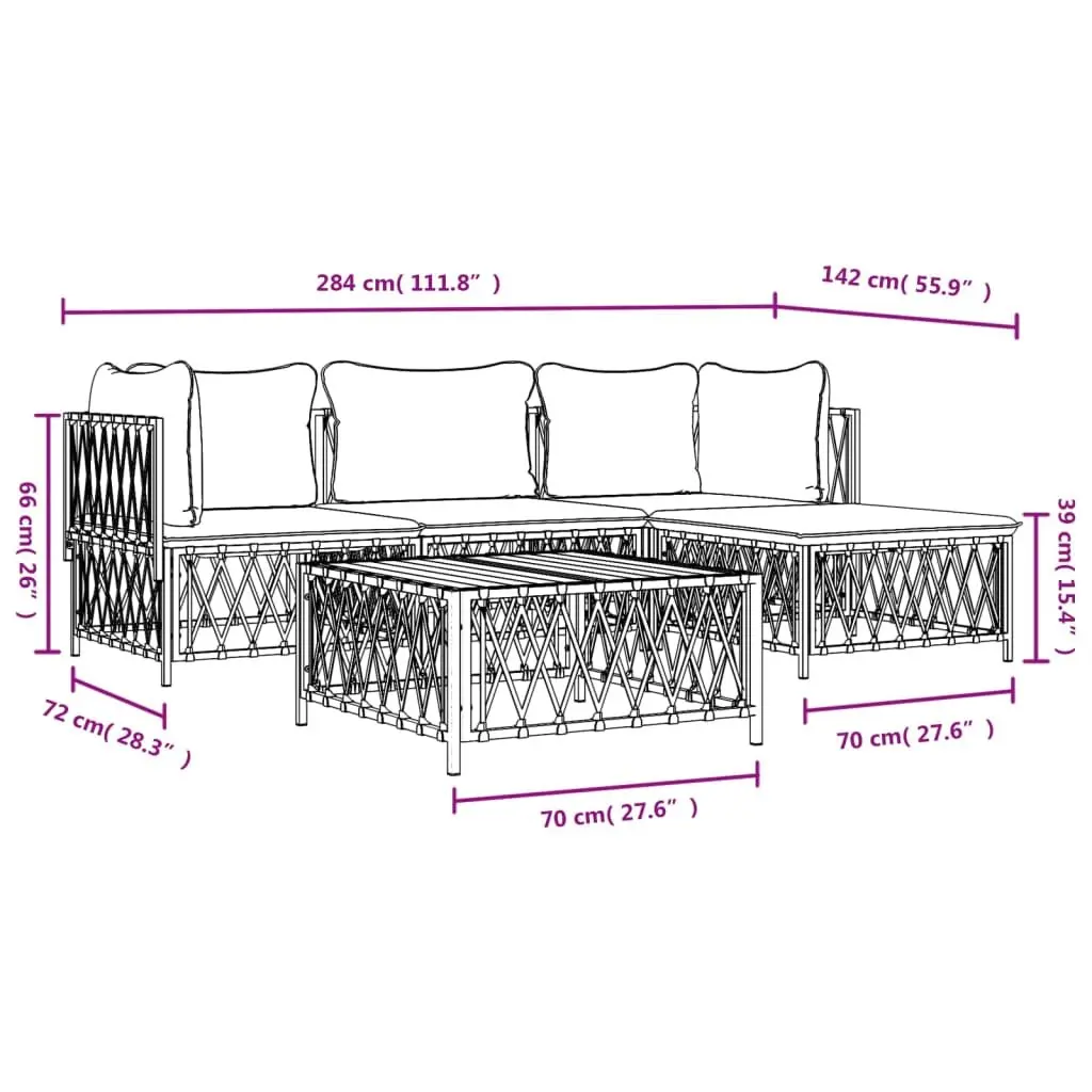 Outdoor Furniture 4 Piece Garden Lounge Set with Cushions Anthracite Steel Frame for Relaxing in Patio or Garden