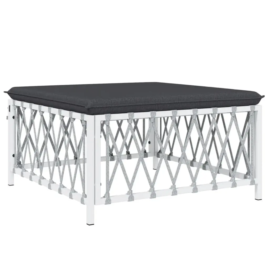 Garden Lounge Set 6 Piece Outdoor Furniture for Patio and Garden White Steel Frame