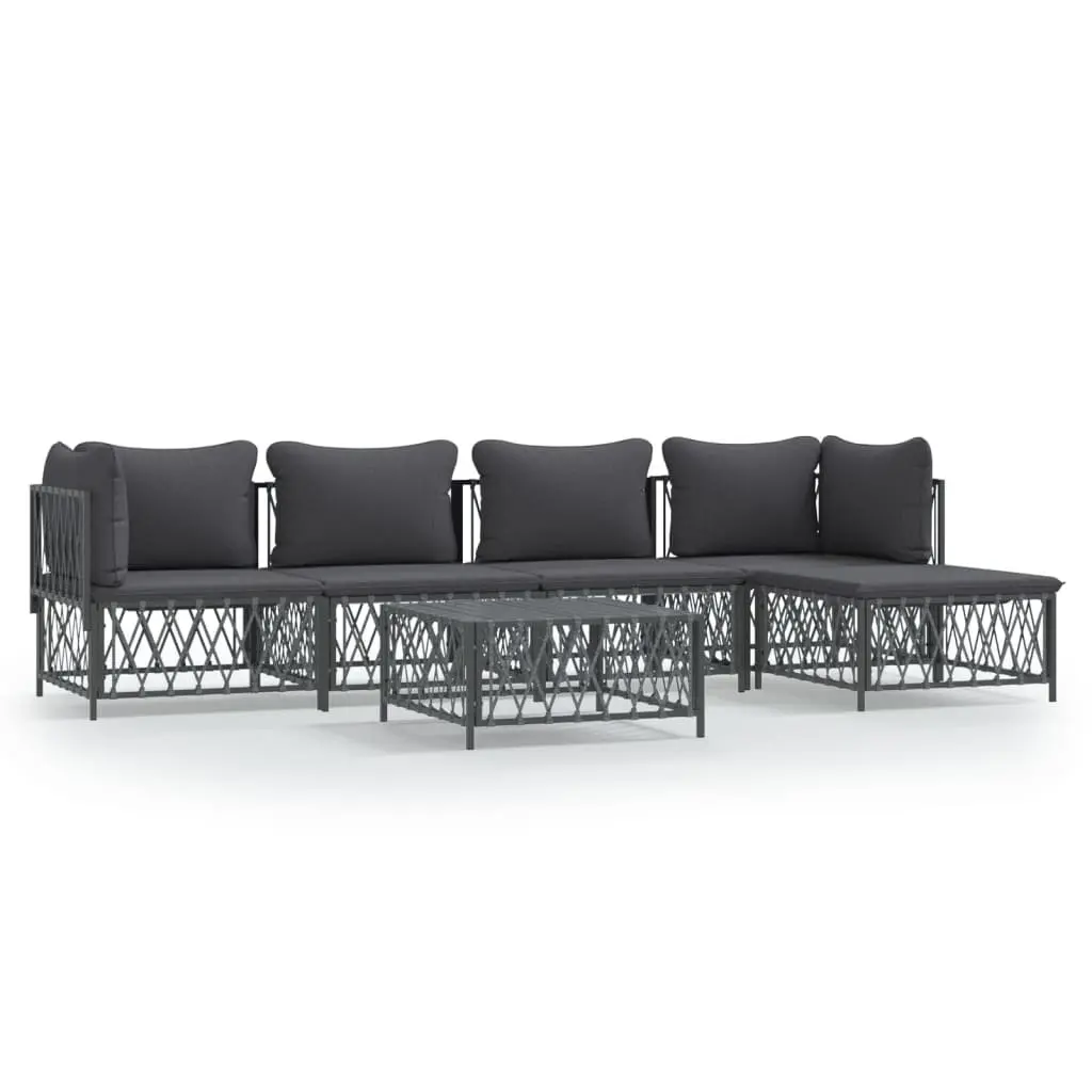 Garden Lounge Set Outdoor Furniture Modular 6 Piece Anthracite Cushions
