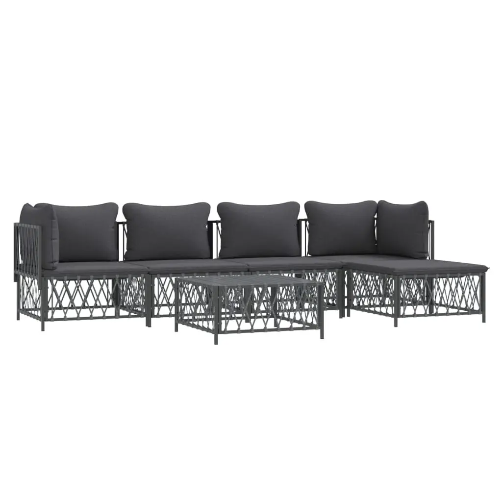 Garden Lounge Set Outdoor Furniture Modular 6 Piece Anthracite Cushions