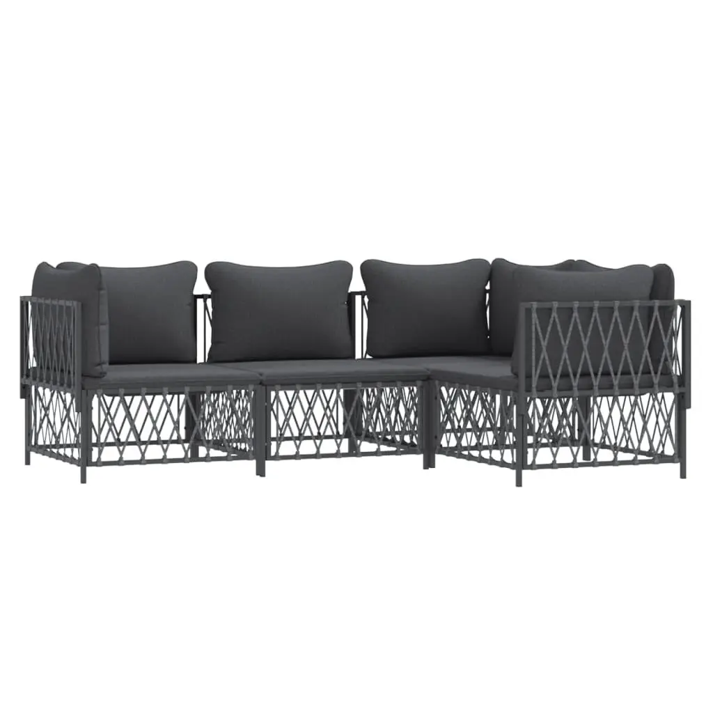 Garden Lounge Set Outdoor Furniture 4 Piece Anthracite Steel Frame Cushions