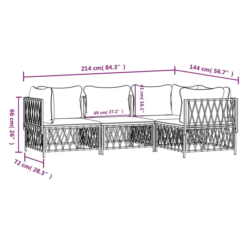 Garden Lounge Set Outdoor Furniture 4 Piece Anthracite Steel Frame Cushions