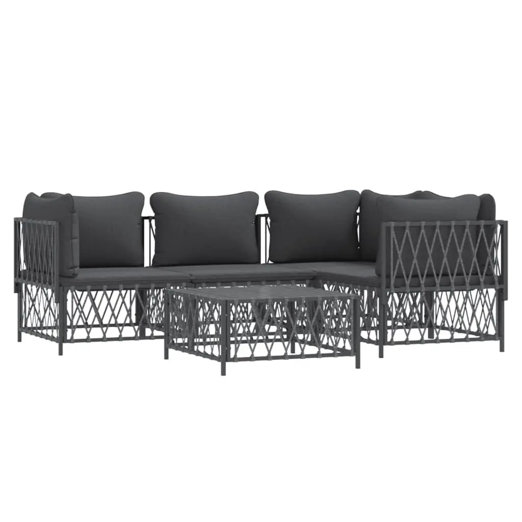 5 Piece Garden Lounge Set Outdoor Furniture Anthracite Modular Sofa with Cushions