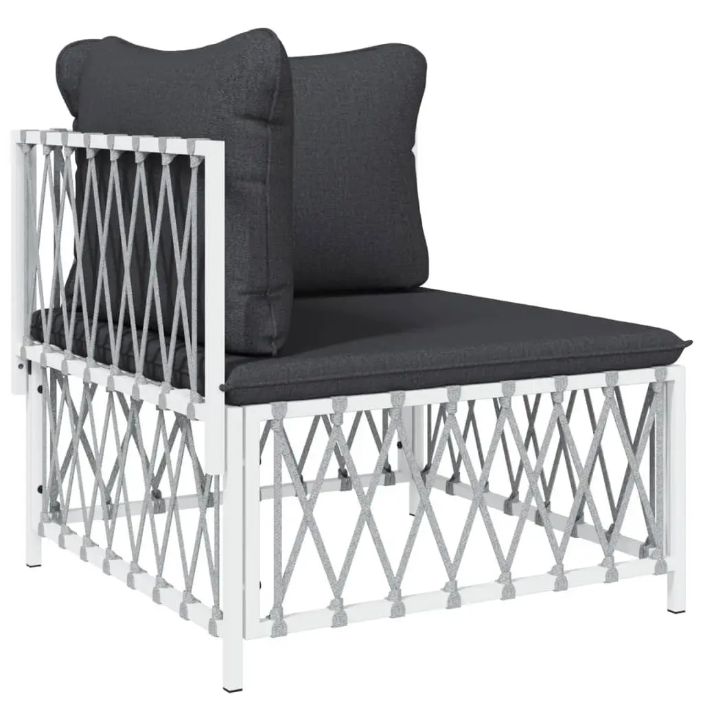 Garden Lounge Set Outdoor Furniture 5 Piece Modular White Steel Frame Cushions