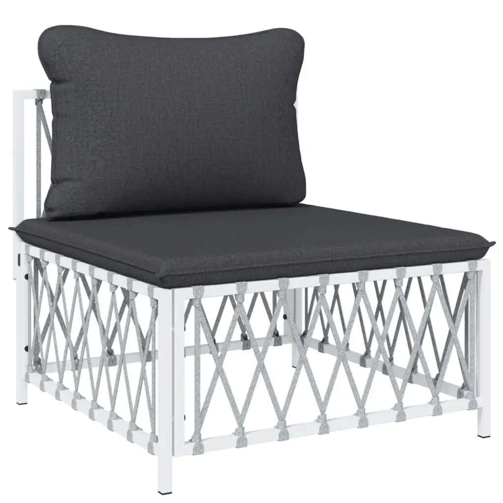 Garden Lounge Set Outdoor Furniture 5 Piece Modular White Steel Frame Cushions