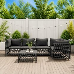 6-Piece Outdoor Lounge Set: Steel Frame, Anthracite Color