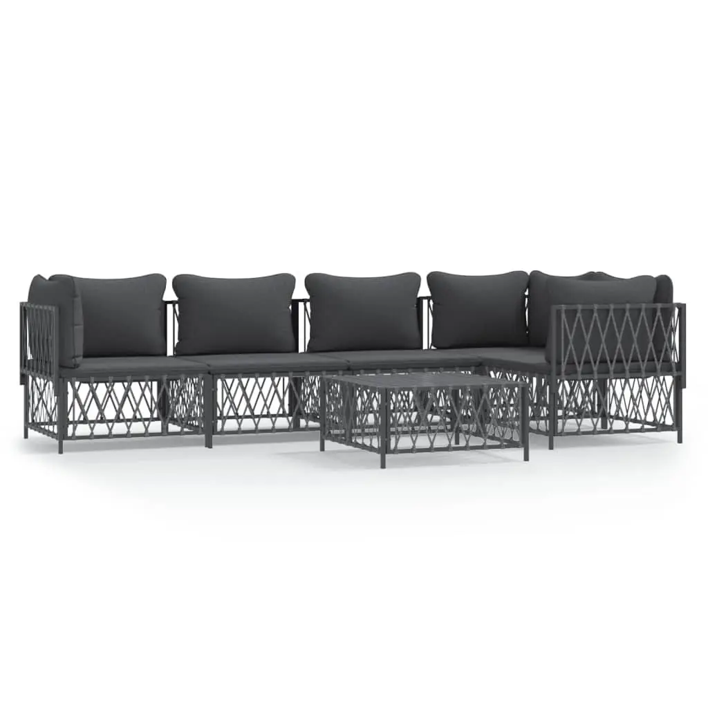 Garden Lounge Set Modular Sofa Outdoor Furniture 6 Piece Anthracite Steel Frame