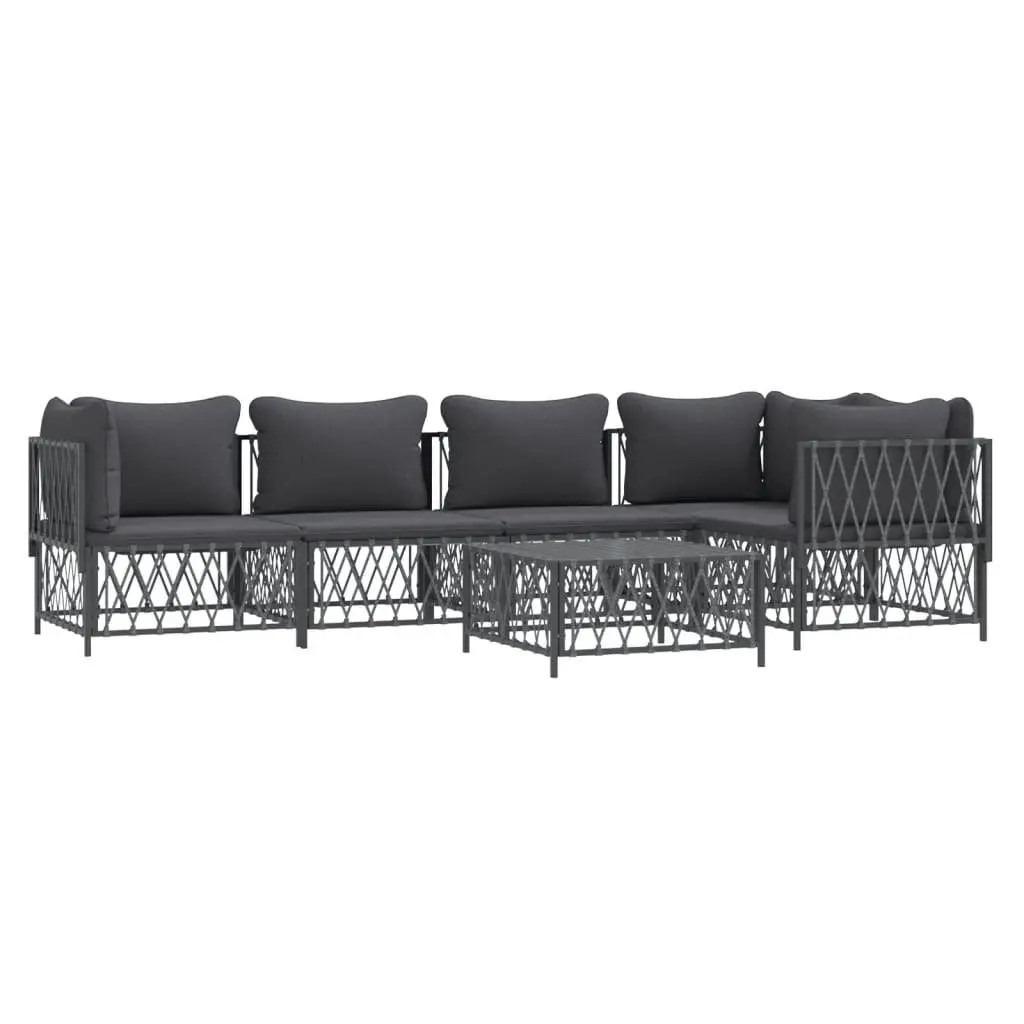 Garden Lounge Set Modular Sofa Outdoor Furniture 6 Piece Anthracite Steel Frame
