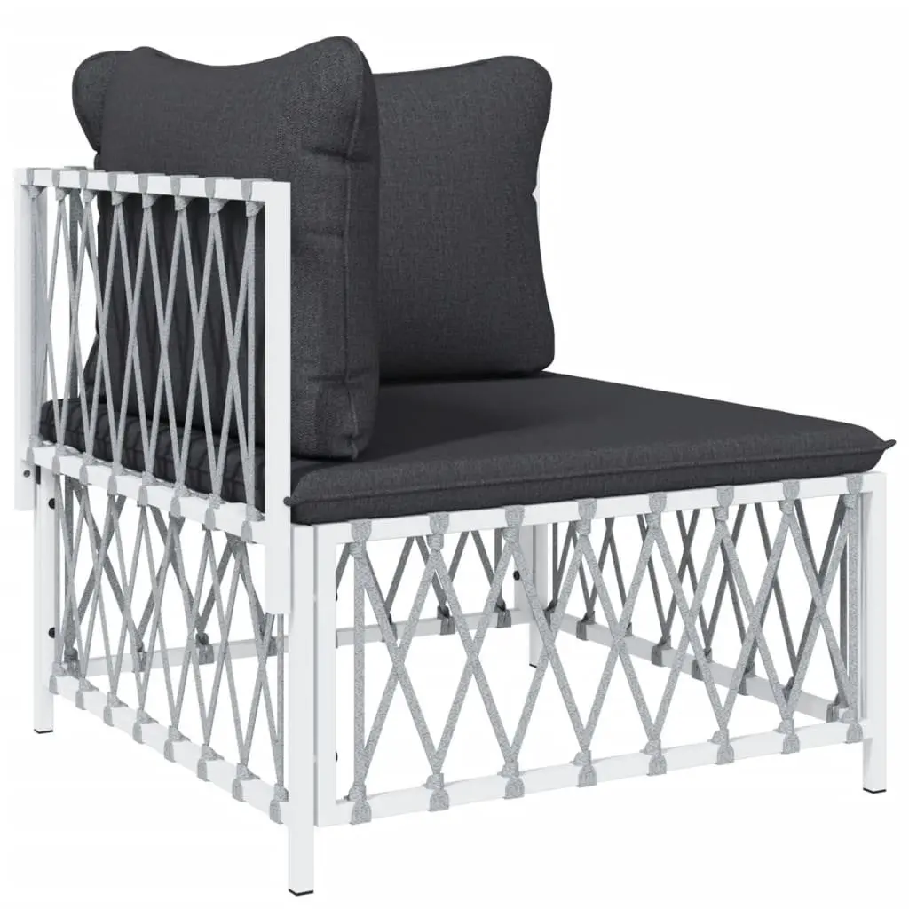 Garden Lounge Set Outdoor Furniture 6 Piece White Steel Frame with Cushions