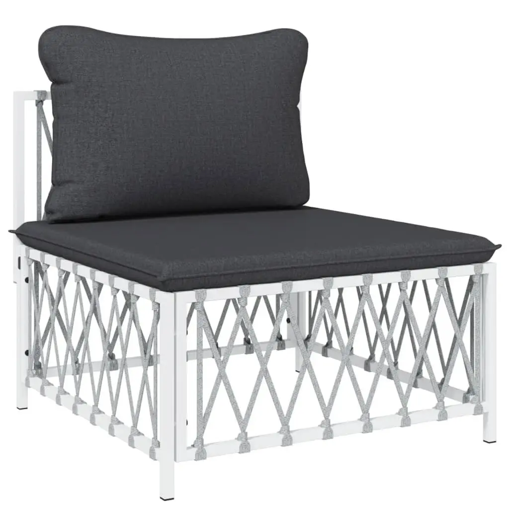 Garden Lounge Set Outdoor Furniture 6 Piece White Steel Frame with Cushions