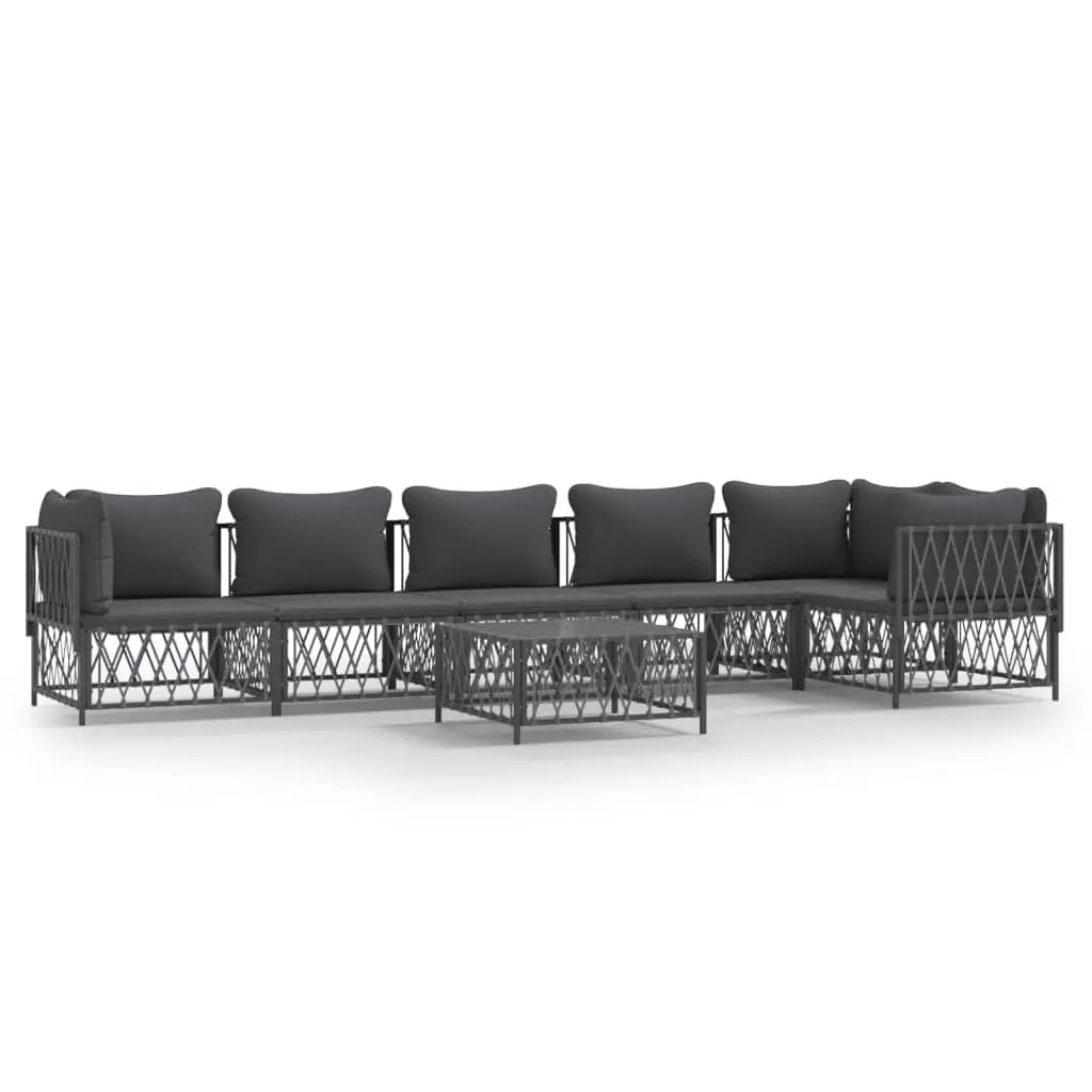 7 Piece Garden Lounge Set Outdoor Furniture Anthracite Steel Frame with Cushions