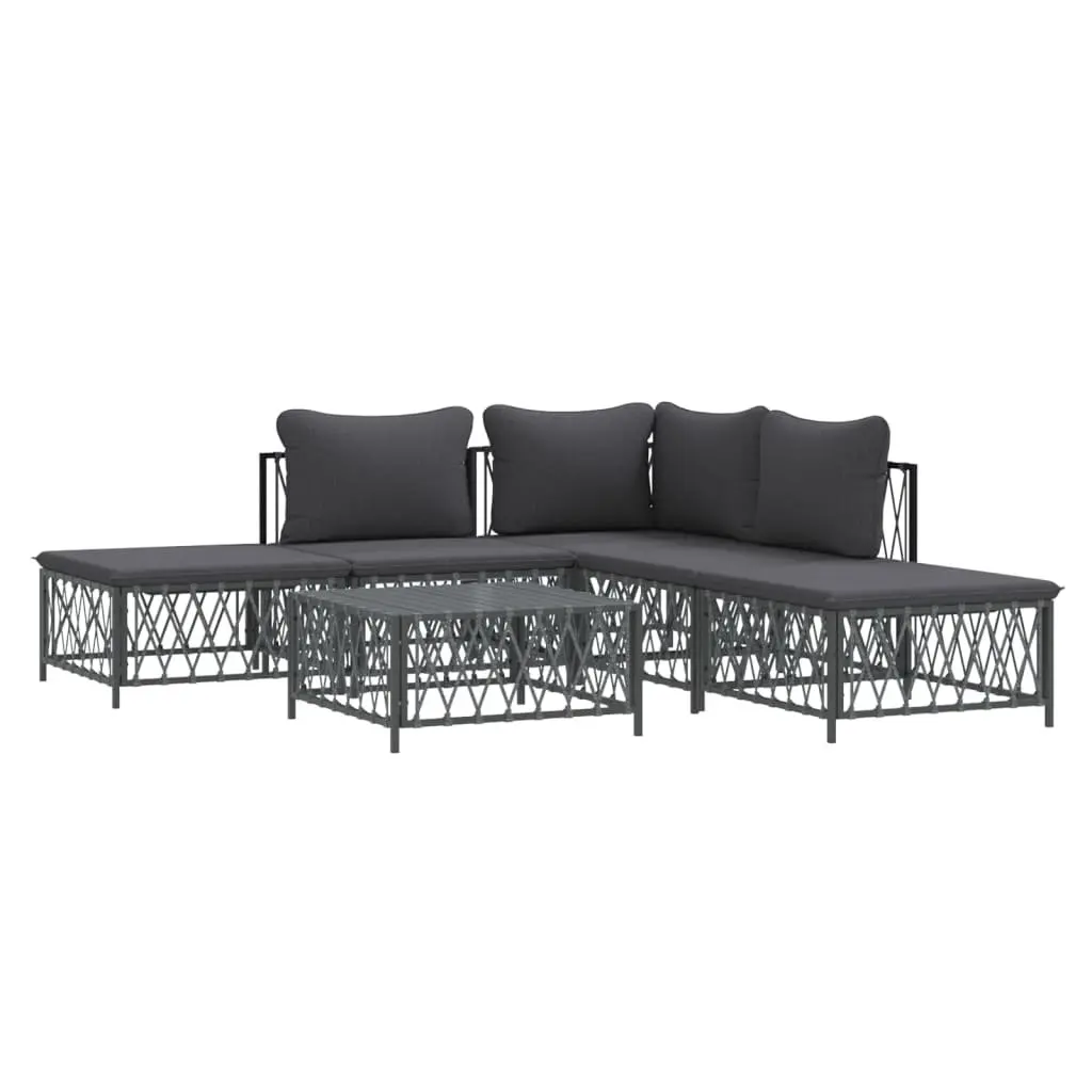 Garden Lounge Set 6 Piece Outdoor Furniture Modular Sofa Anthracite Steel Frame