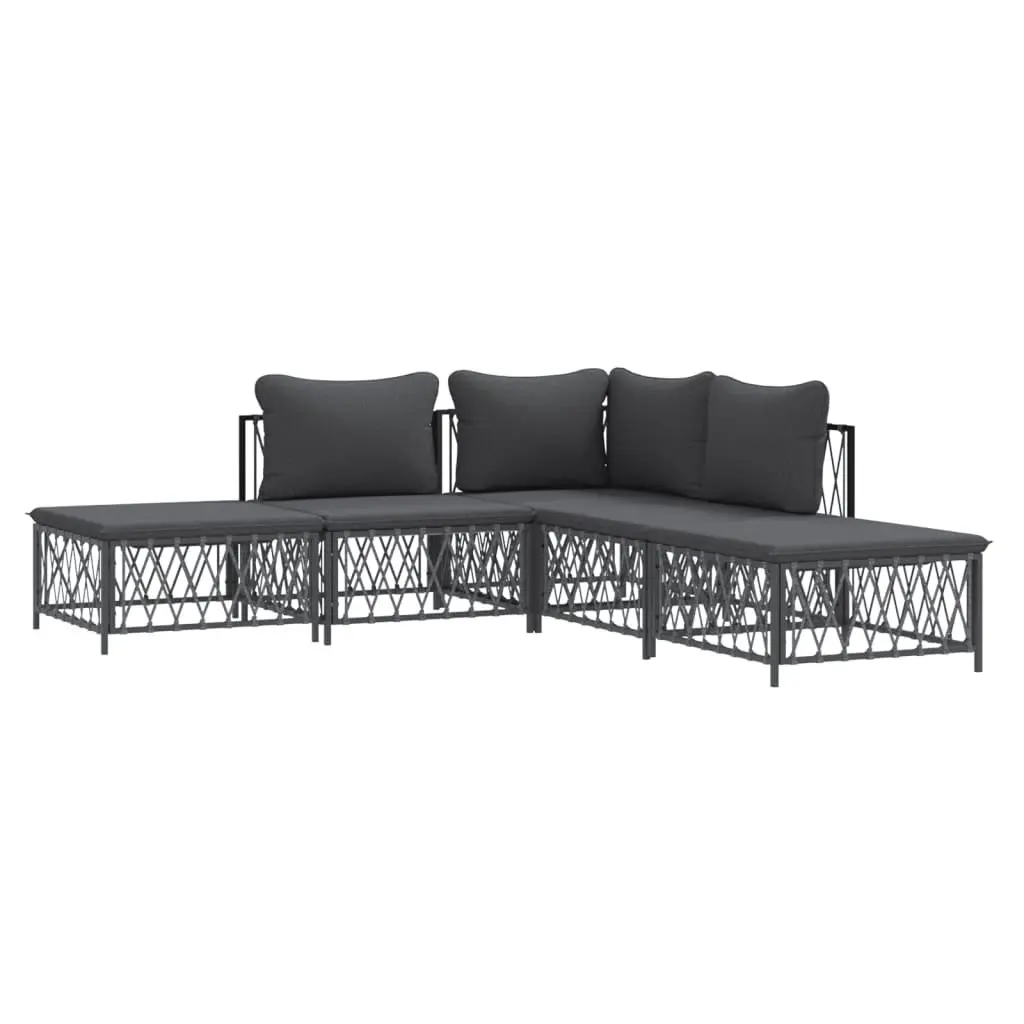 Garden Lounge Set Outdoor Furniture 5 Piece Anthracite Steel Frame