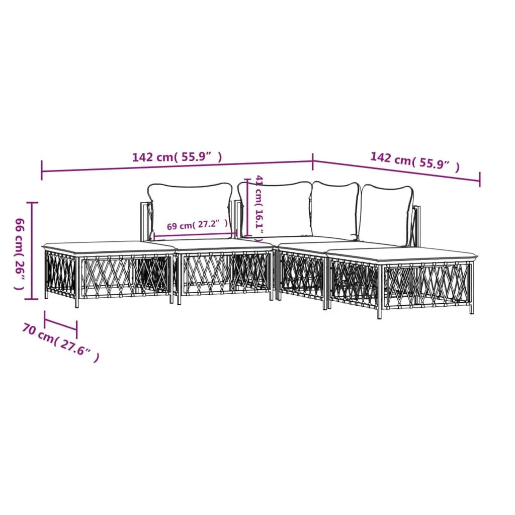 Garden Lounge Set Outdoor Furniture 5 Piece Anthracite Steel Frame