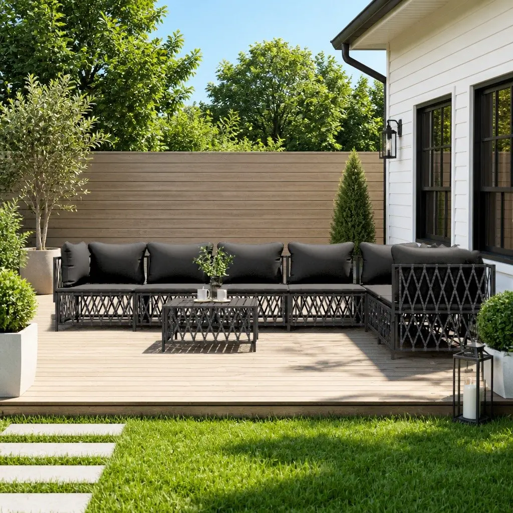 Garden Lounge Set 8 Piece Outdoor Furniture Modular Sofa with Cushions Anthracite