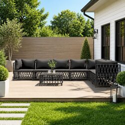 8-Piece Outdoor Lounge Set: Steel Frame, Modular Design