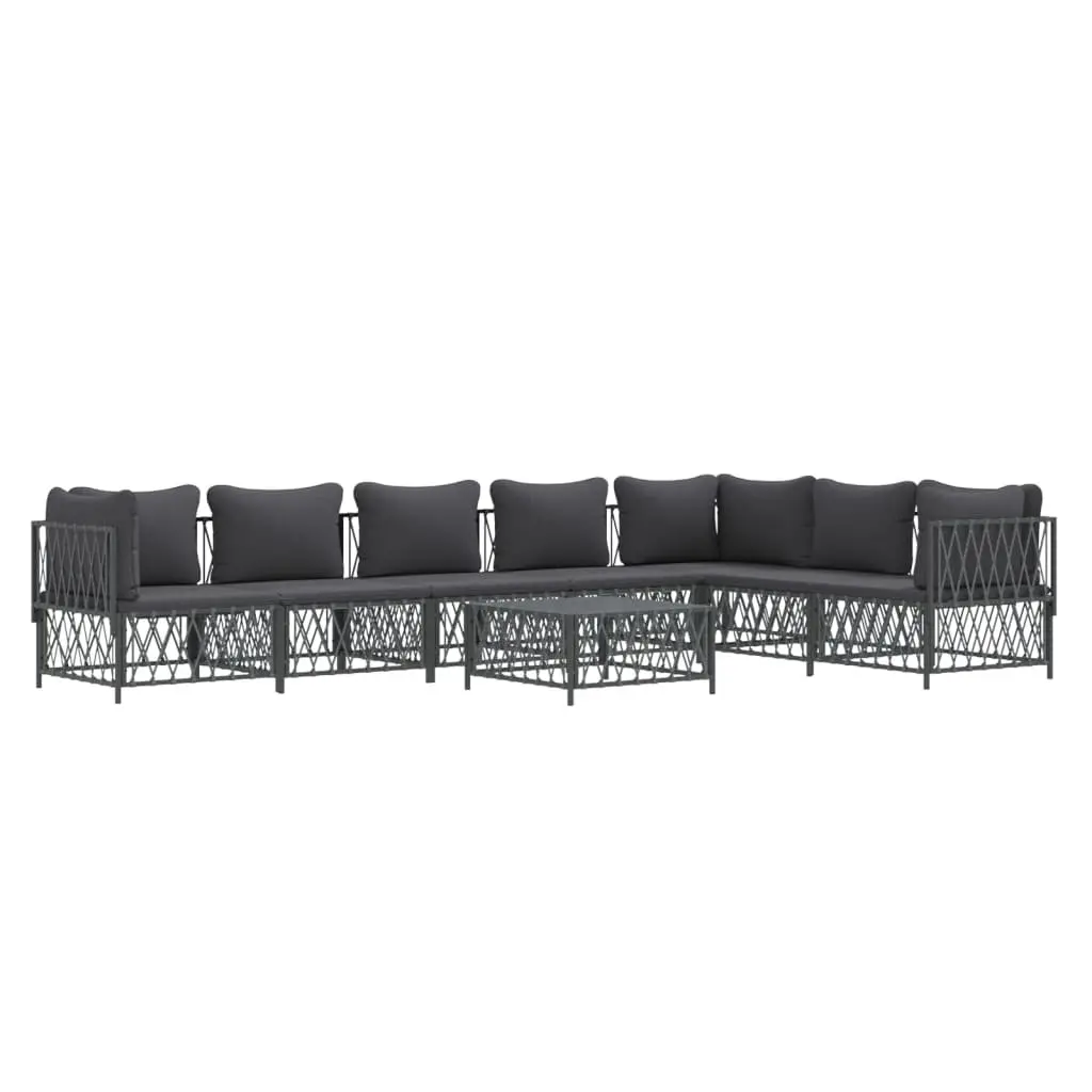 Garden Lounge Set 8 Piece Outdoor Furniture Modular Sofa with Cushions Anthracite