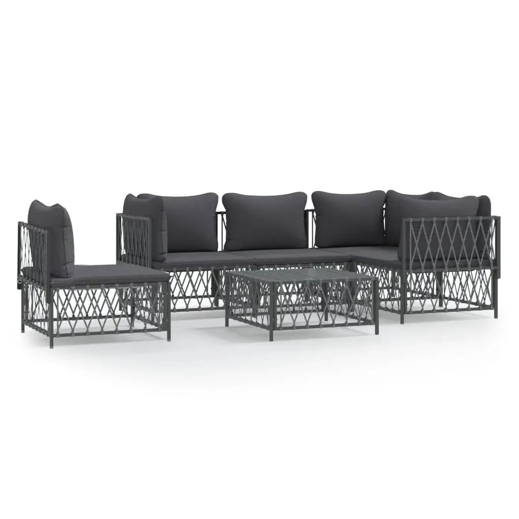 Garden Lounge Set 6 Piece Outdoor Furniture Anthracite Modular Sofa Cushions