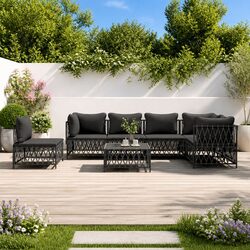 7 Piece Garden Lounge Set: Anthracite Modular Design