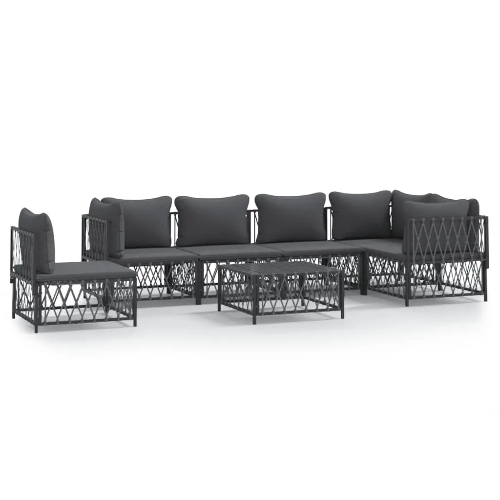 7 Piece Garden Lounge Set Outdoor Furniture Modular Anthracite with Cushions
