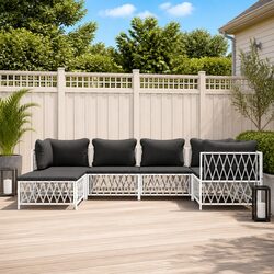 White 6-Piece Garden Lounge Set – Cushions Included