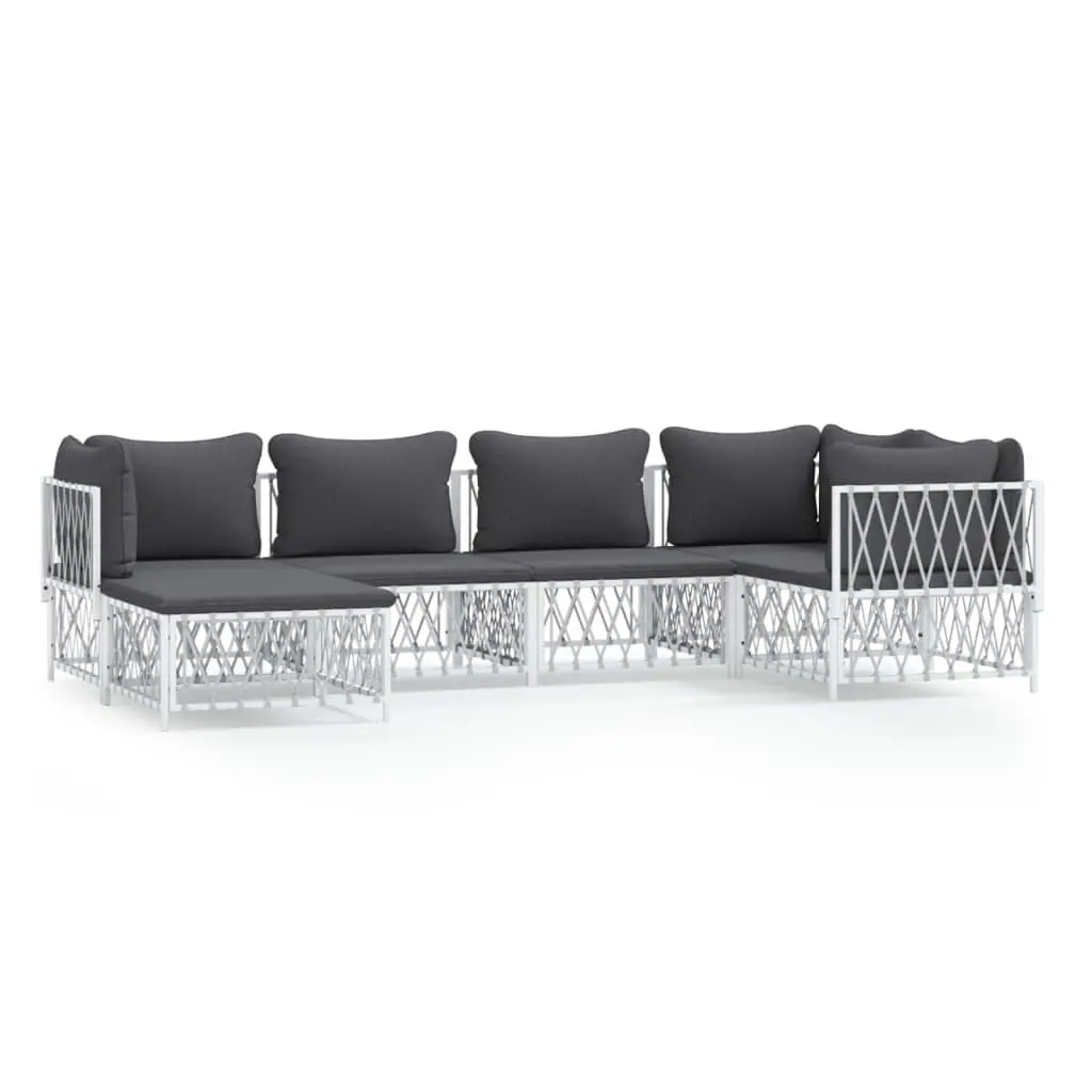 Garden Lounge Set Outdoor Furniture 6 Piece Modular Sofa with Cushions White
