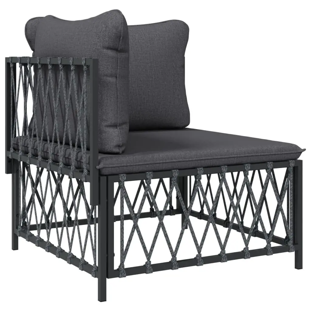 Garden Lounge Set 6 Piece Outdoor Furniture with Cushions Anthracite Steel Frame
