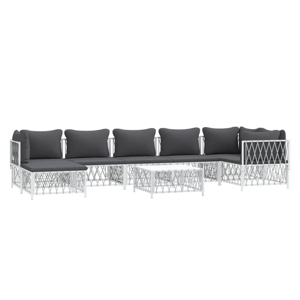 Garden Lounge Set 8 Piece Outdoor Furniture Patio Garden White Steel Frame