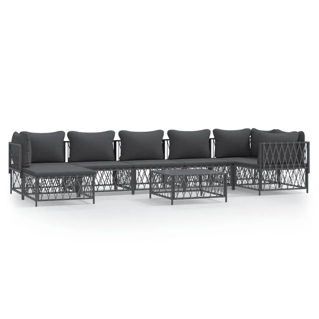 Garden Lounge Set 8 Piece Outdoor Furniture Anthracite Steel Frame