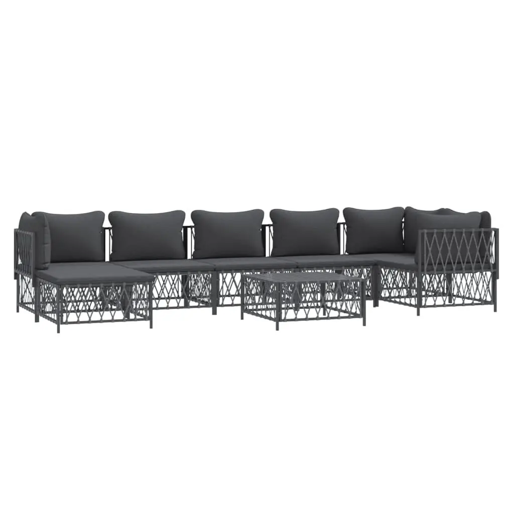 Garden Lounge Set 8 Piece Outdoor Furniture Anthracite Steel Frame
