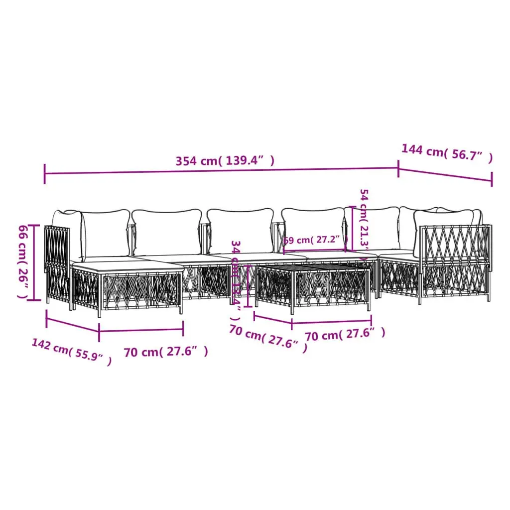 Garden Lounge Set 8 Piece Outdoor Furniture Anthracite Steel Frame