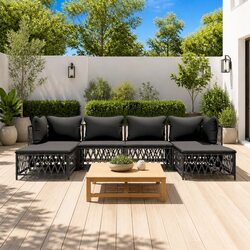 6-Piece Modular Garden Lounge Set, Anthracite Steel Frame
