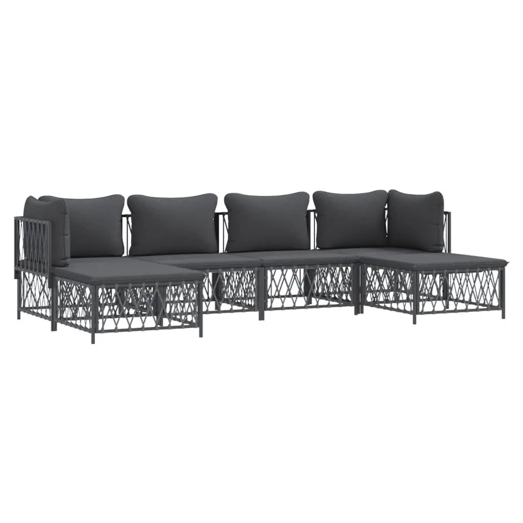 Garden Lounge Set Outdoor Furniture 6 Piece Anthracite Steel Frame Cushions