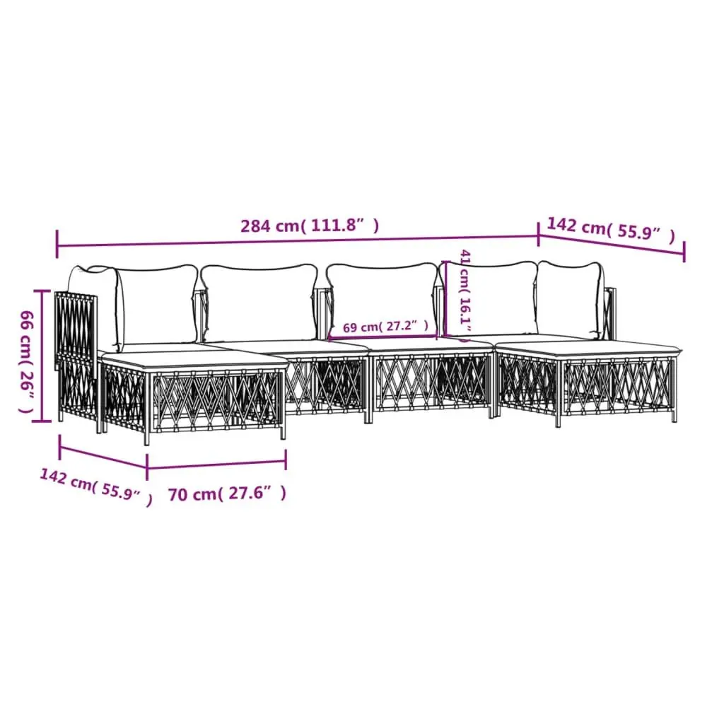 Garden Lounge Set Outdoor Furniture 6 Piece Anthracite Steel Frame Cushions