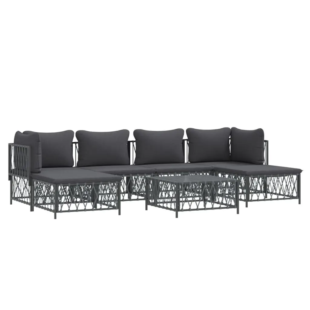 Garden Lounge Set Outdoor Furniture 7 Piece Modular Sofa Cushions Anthracite