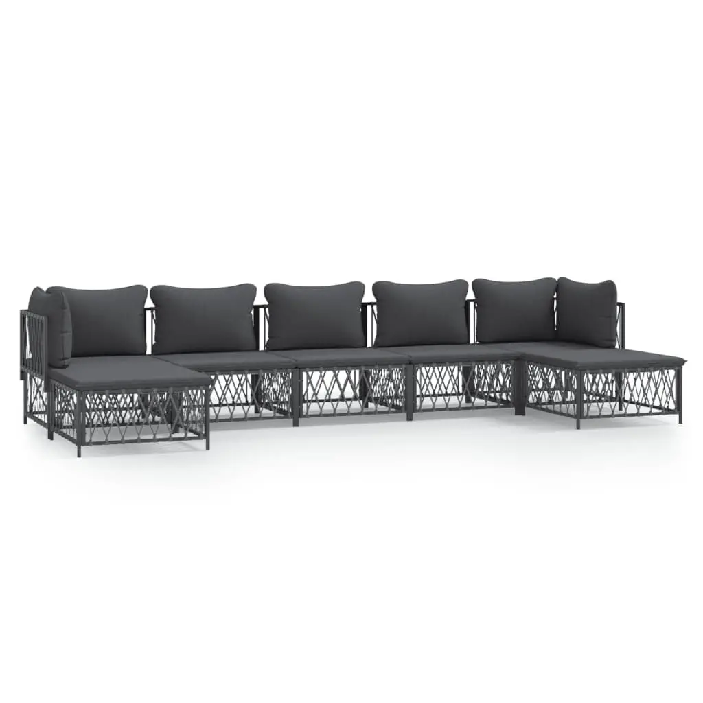 Garden Lounge Set 7 Piece Outdoor Furniture Anthracite Steel Frame Modular Sofa