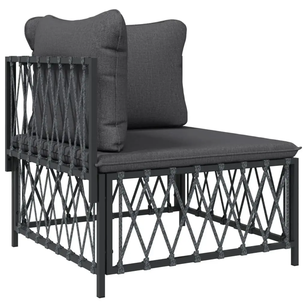 Garden Lounge Set 7 Piece Outdoor Furniture Anthracite Steel Frame Modular Sofa