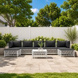 Specifications of 8-Piece Garden Lounge Set: White Fabric