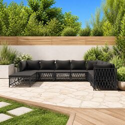 Garden Lounge Set 8 Piece Outdoor Furniture Modular Sofa Anthracite with