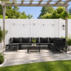 9 Piece Garden Lounge Set Anthracite Outdoor Furniture Modular Sofa with