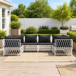Specifications for 6 Piece Garden Lounge Set, White Cushions