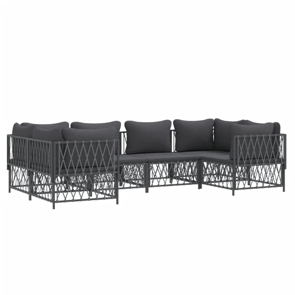 Garden Lounge Set 6 Piece Outdoor Furniture Anthracite Modular Sofa Cushions