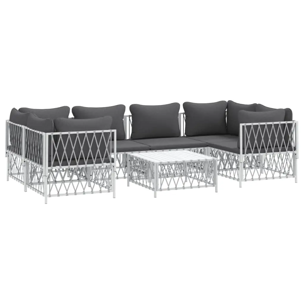 7-Piece White Steel Frame Lounge Set