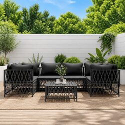 7 Piece Garden Lounge Set Outdoor Sofa Furniture Anthracite with Cushions
