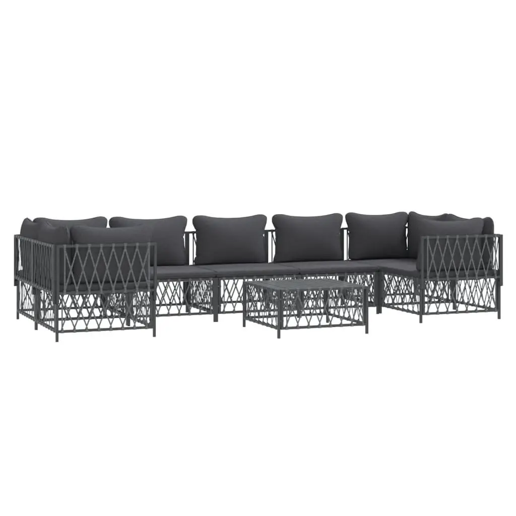 Garden Lounge Set 8 Piece Modular Outdoor Furniture Anthracite Steel Frame